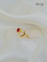 18K Gold Plated Handmade Stone with Half Moon Adjustable Ring – Anti-Tarnish - ZP1012171